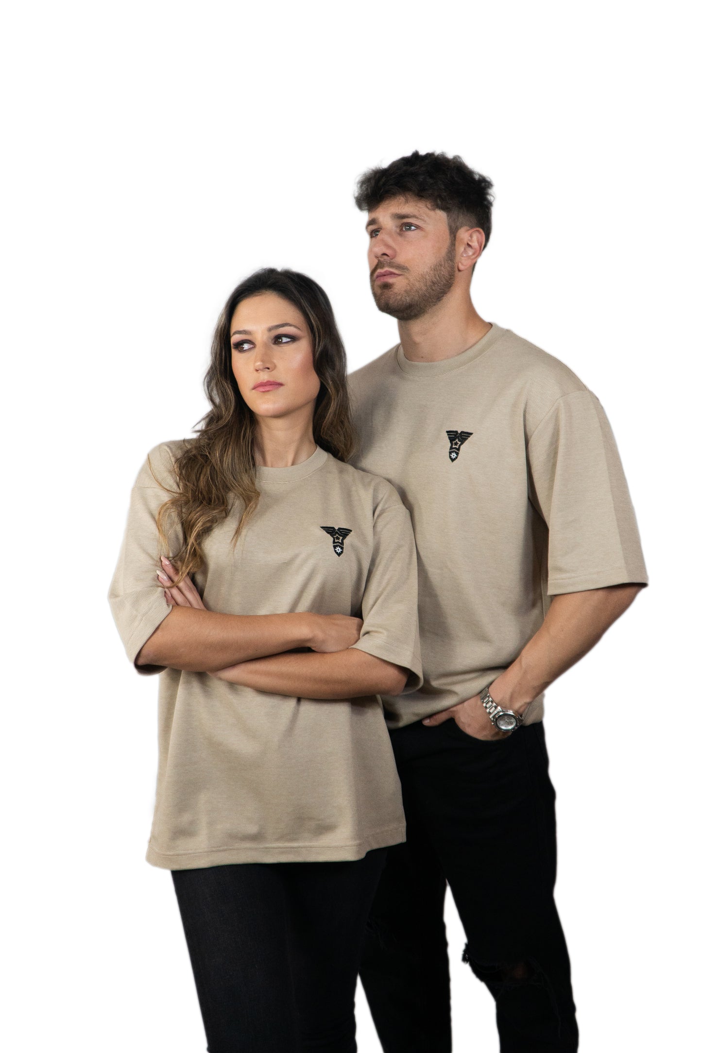 Beige Crew neck Trends Captain's T-Shirt